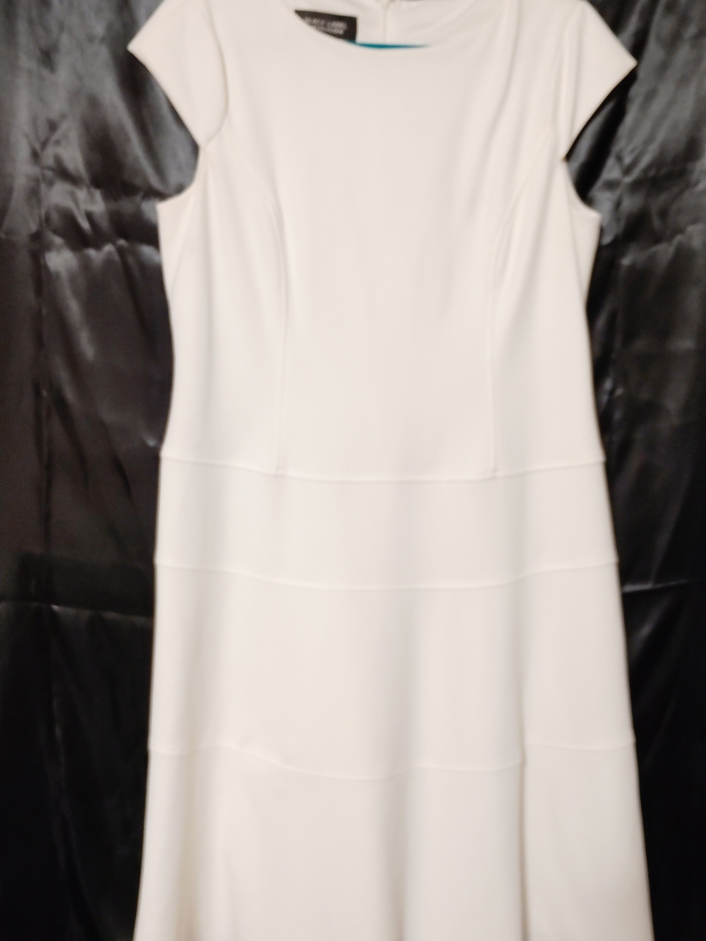 Evan Picone White Cap-Sleeve Midi Dress